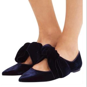 Tory Burch Velvet Navy Blue Clara Flat Loafers